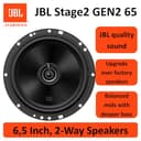 JBL Stage2 GEN2 65 – 6.5 Inch (165mm) 2-Way Coaxial Car Speakers – 60W RMS – 240W Peak – High Sensitivity Audio – OEM Upgrade – Compact Fit – Easy Install – With Grilles – Pair - 8