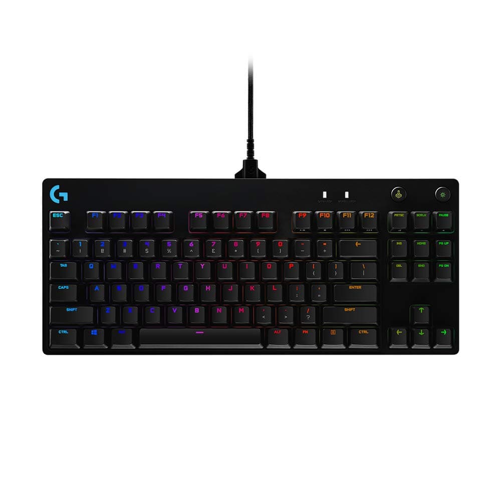 Logitech G PRO Tastiera gaming meccanica, ultraportatile senza tastierino numerico, cavo micro-USB rimovibile, tasti con retroilluminazione RGB LIGHTSYNC da 16,8M di colori, US Intl, PC/Mac - Nero