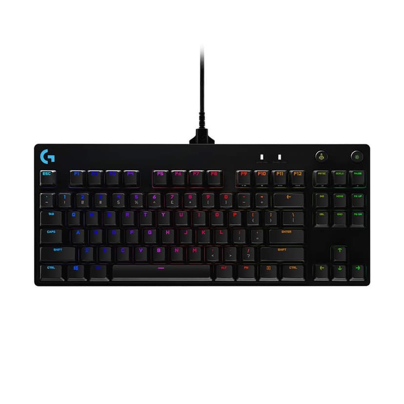 Logitech G PRO Tastiera gaming meccanica, ultraportatile senza tastierino numerico, cavo micro-USB rimovibile, tasti con retroilluminazione RGB LIGHTSYNC da 16,8M di colori, US Intl, PC/Mac - Nero - 1