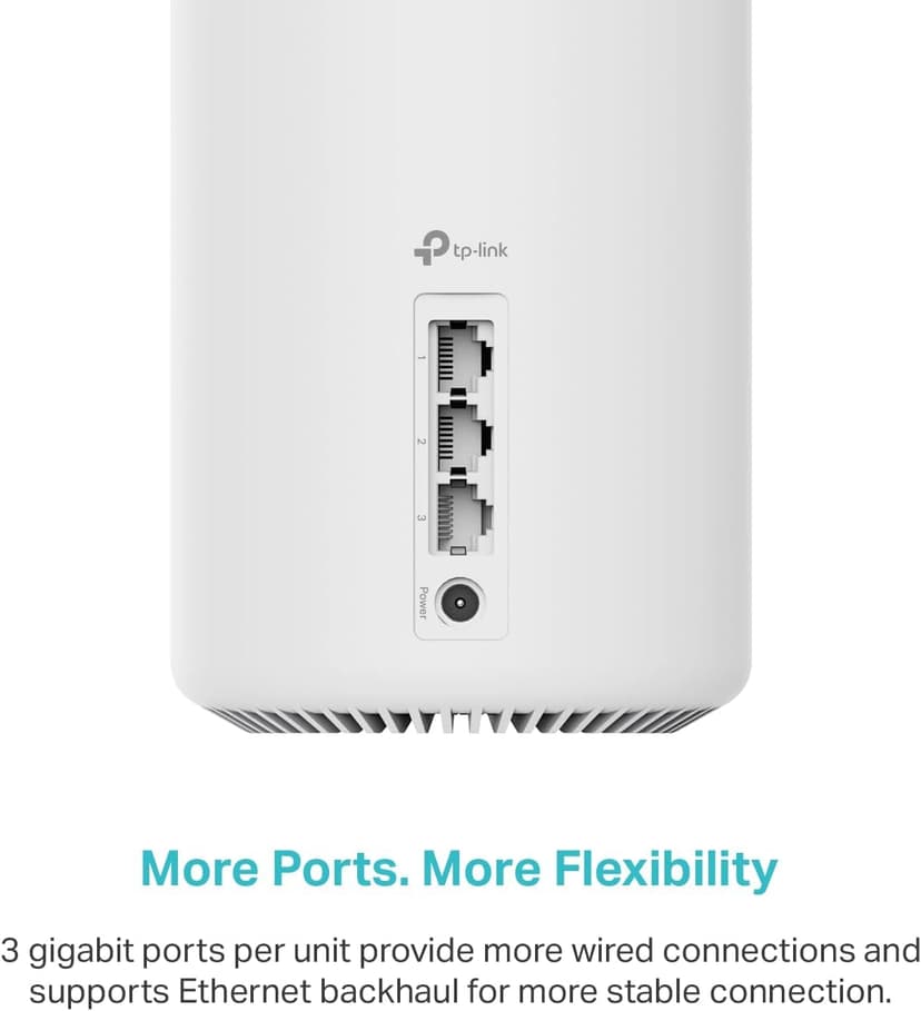 TP-Link Deco XE75 Wi-Fi 6E Mesh WLAN Set (2 Pack), AX5400 Tri-Band Router & Repeater (Range up to 510 m², WPA3, Ideal for Large Houses, Compatible with Amazon Alexa, 6X Gigabit Ports) White - 5