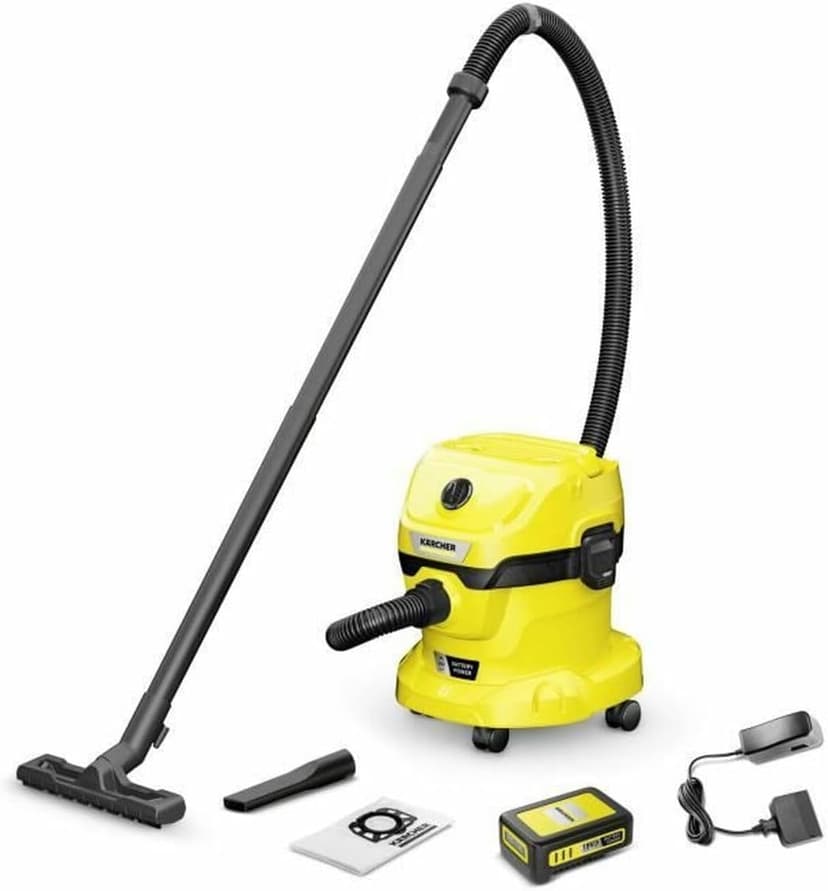 Kärcher WD 2 Plus V-12/4/18/C Wet/Dry Vacuum Cleaner/Blow Function/Power: 1000 W/Plastic Container 12 L/Suction Hose 1.8 m/Includes Cartridge Filter/Dust Bag/Floor and Crevice Tool - 1