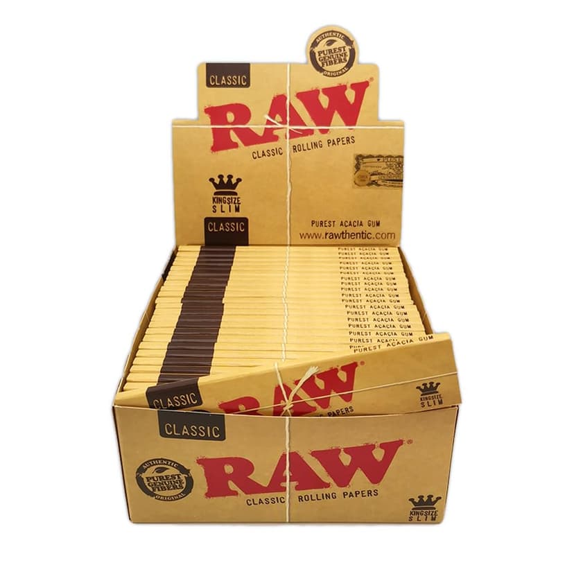 Raw Slim Fabric Rolling Paper, Brown, King, Box of 50 - 1