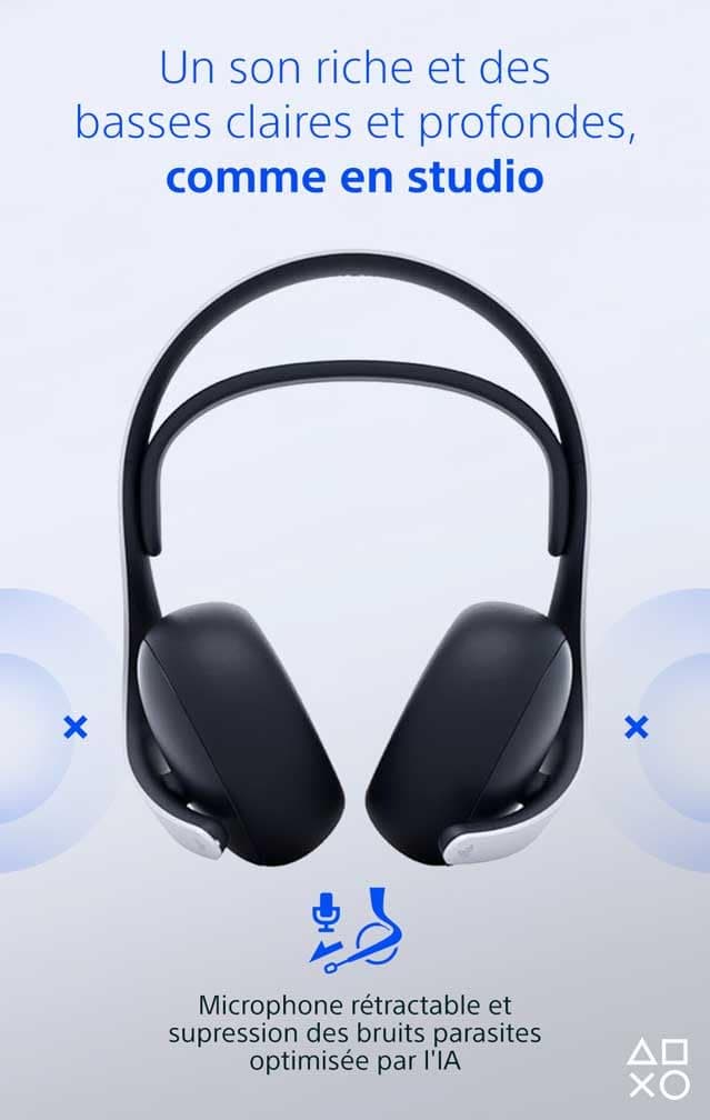 Playstation Sony, Casque-Micro sans Fil Pulse Elite 5, Compatible PC et Mac, Audio sans Perte Link, Micro Rétractable, Réduction de Bruit IA, 30h d’Autonomie, Couleur : Blanche - 3