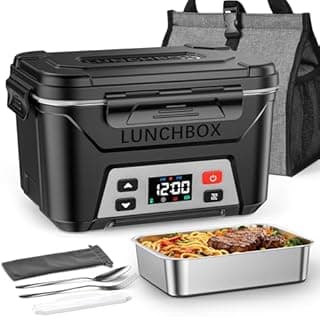 Docusvect Gamelle chauffante batterie, Lunch box chauffante rechargeable avec Chauffage Programmable, Chauffe plat électrique 1,3 L, réchauffe plat avec séparateurs amovibles et sac isotherme (Black)