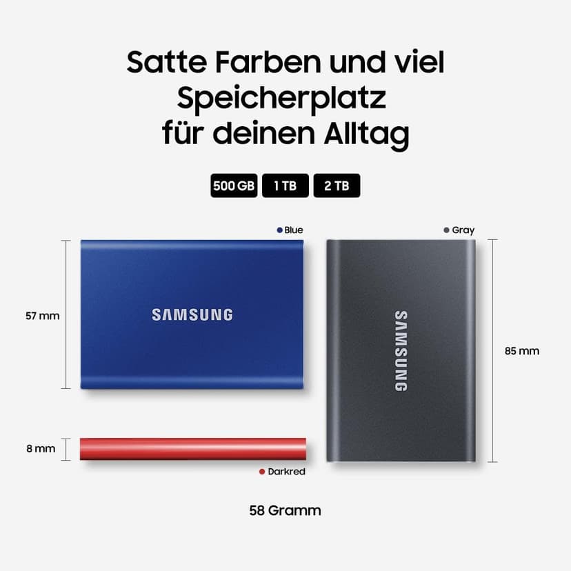 Samsung T7 Portable SSD - 1 TB - USB 3.2 Gen.2 External SSD Titanium Grey (MU-PC1T0T/WW) - 9