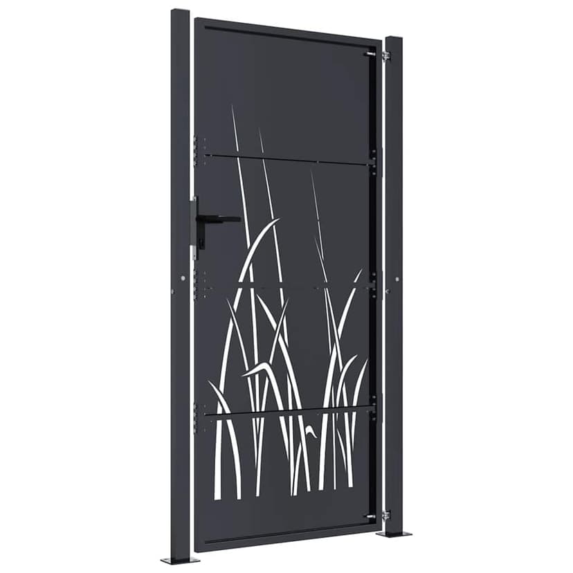 vidaXL Garden Gate/Fence - 105x205 cm Anthracite Steel - Laser Cut Design - Outdoor/Patio - 9