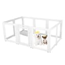 Everfront Clear Acrylic Plastic Dog Playpen Indoor,for Puppy Cat Bunny Pet Pen,Transparent Easy Assemble Foldable Whelping Box Crate Kennel Enclosure Fence for Small & Medium Dogs (60cm Height, 10PCS) - 1