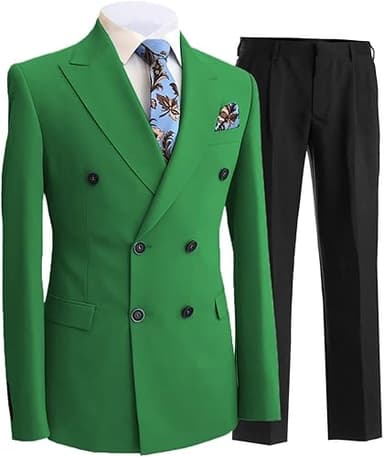 Lacoac Hommes Veste colorée avec Pantalon Noir Costume De…