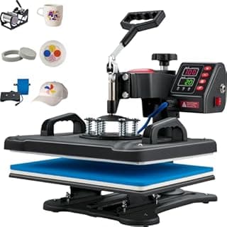 VEVOR Presse à Imprimer 5 en 1 Presse à Chaud Machine de Sublimation Textile 30x38 cm Machine d'Impression 1250 W Presse à Chaleur Pivotante à 360° - 1