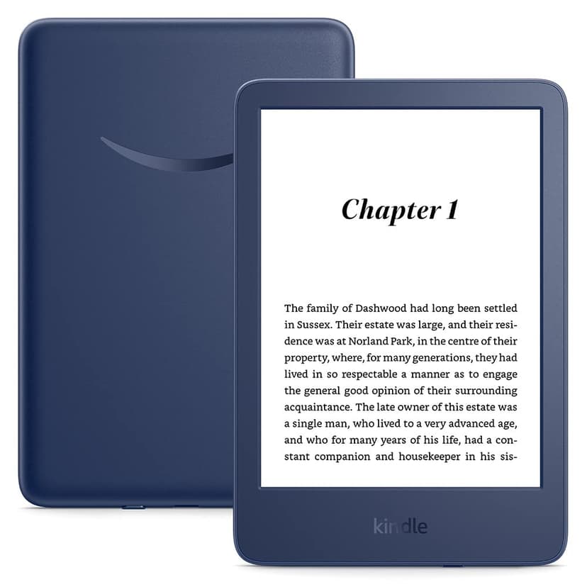 Certified Refurbished Kindle (2022 release) | The lightest and most compact Kindle, now with a 6", 300 ppi high-resolution display and double the storage, with ads, Denim - 1