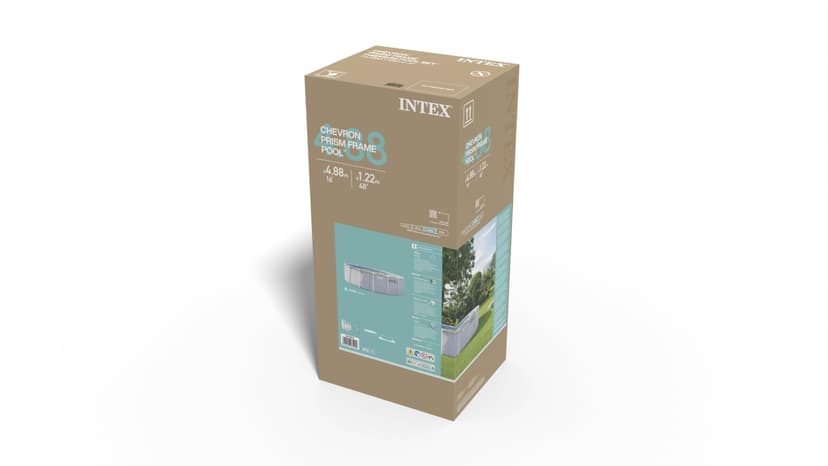 Intex Ensemble Piscine 26746ND 4,88 m x 1,22 m Chevron Prism Frame Premium Comprend Une Pompe de Filtration, Une échelle de sécurité, Une bâche de Sol et Une Couverture de Piscine - 2