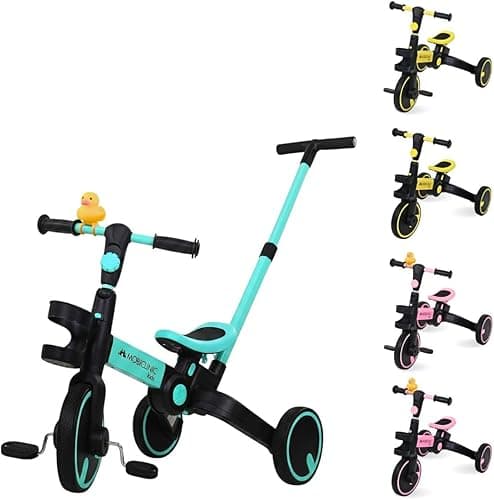 Mobiclinic®, 5-in-1 Tricycle, Balance bike, Chase, Evolutive, Ages 1-5, Adjustable Handlebar and Seat, Ultralight, Toddler bike, Easy Assembly, Puncture-Proof Wheels, Up to 25 kg, Bottle Holder (Blue)