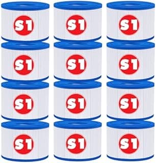 KGC 12 Pack Type S1 Pool Filters, 10.6cm x 4.5cm x 7cm,S1 Filters Cartridges for Pool, S1 Replacement Filters Compatible with Intex PureSpa, Whirlpool Filter for 29001E Spa Type S1 - 1