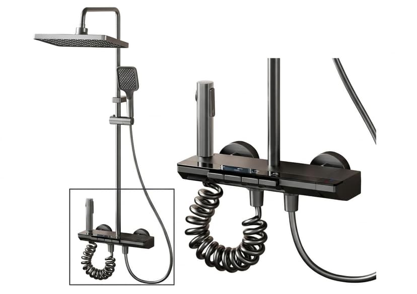 INEX EUROPA Colonne de Douche Noire Gris Titane avec Tête… - 1