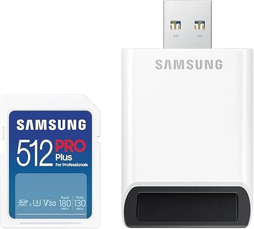 Samsung PRO Plus 512GB UHS-I U3 Full HD & 4K UHD 180MB/s Read 130MB/s Write Memory Card for Cameras and Drones with USB Card Reader MB-SD512SB/WW