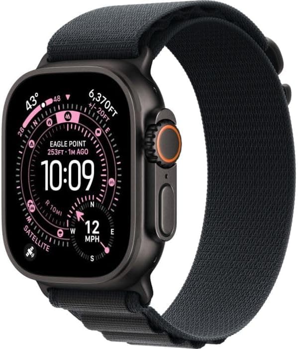 Apple Watch Ultra 3 [GPS + Cellular 49mm] Running and Multisport Smartwatch with Black Titanium Case and Black Alpine Buckle. Satellite Communications, Health and Activity Tracker - 1