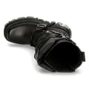 New Rock 272-S1 Bottes Hautes Gothiques Emo en Cuir Noir Métallisé Avec Lacet et Fermeture à Boucle 6.5 - 9