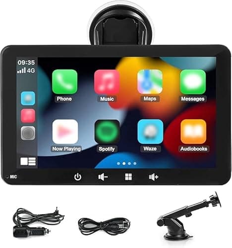 Autolink 7 inch Wireless Apple Carplay & Android Auto Car Play Screen, Portable Car Tablet Smart Screen with Voice Control, Support Mirror Link, GPS Control for Most Vehicles
