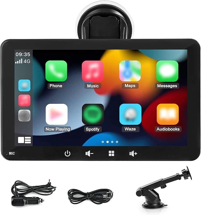 Autolink 7 inch Wireless Apple Carplay & Android Auto Car Play Screen, Portable Car Tablet Smart Screen with Voice Control, Support Mirror Link, GPS Control for Most Vehicles - 1