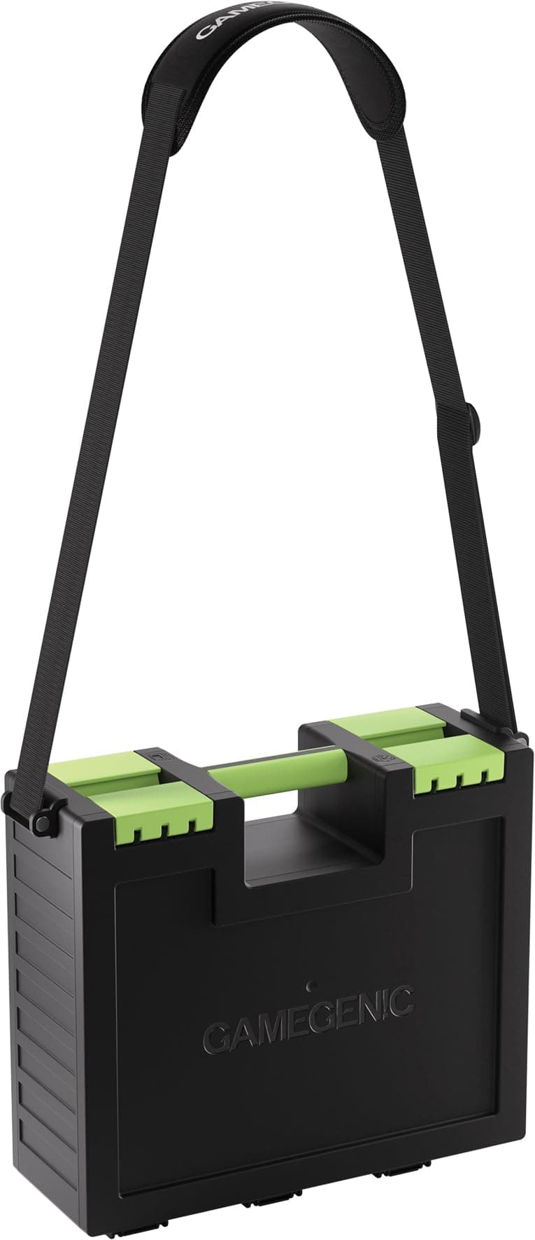 Asmodee Gamegenic - Game Castle Black Green - boîte de rangement transportable pour accessoires de jeux et cartes, rangement pour jeux de société avec bandoulière réglable, mallette tout-en-un - 7