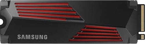 Samsung 990 PRO Heatsink NVMe M.2 SSD with heat sink, 1 TB, PCIe 4.0, 7,450 MB/s read, 6,900 MB/s write, Internal SSD with RGB for PC/console gaming and video editing, MZ-V9P1T0CW
