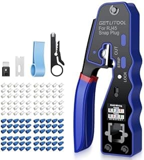 GETLITOOL RJ45 Crimping Tool Kit, 3-in-1 Pass-Through RJ4…