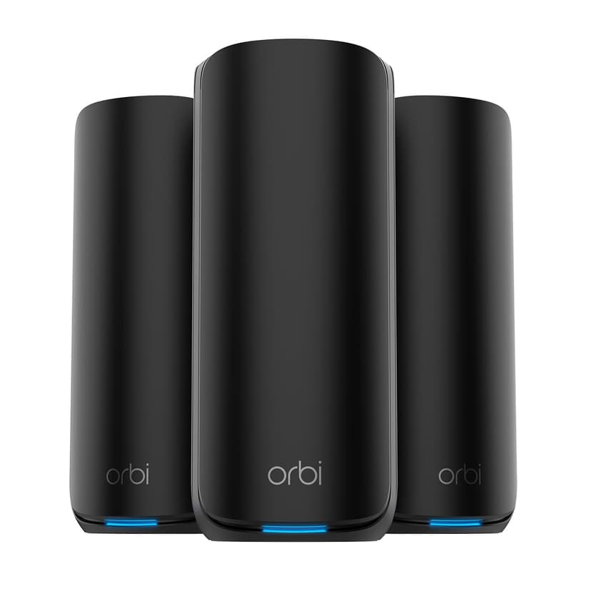 NETGEAR Orbi 870 Series | WiFi 7 Mesh System | RBE873B | Wireless Router + 2 Satellites | Up to 21 Gbps | Covers 7,500 sq. ft. | Connects up to 150 devices | Tri-band BE21000 | 10 Gig Internet Port - 1
