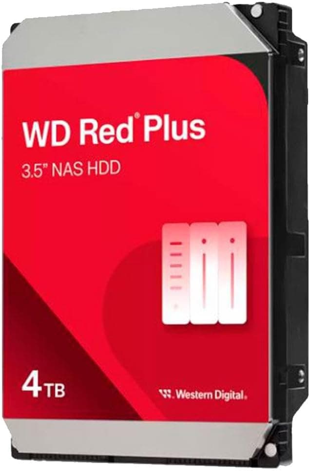 WD Red Plus 4TB NAS 3.5" Internal Hard Drive - 5400 RPM, SATA 6Gb/s, CMR, 128MB Cache - 1