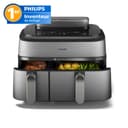Philips Airfryer Série 5000 - Air Fryer double panier avec cuisson vapeur, 9L, RapidAir, 19 modes de cuisson, jusqu'à 90% de matières grasses en moins, AirSteam, nettoyage vapeur, HomeID (NA555/00) - 2