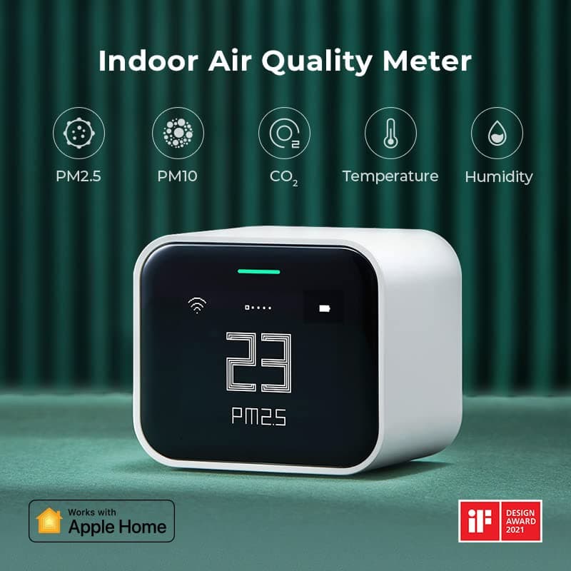 Qingping Air Monitor Lite, Apple HomeKit Compatible Wi-Fi Indoor Air Quality Meter, Detects PM2.5, PM10, CO2, Temperature and Humidity - 2