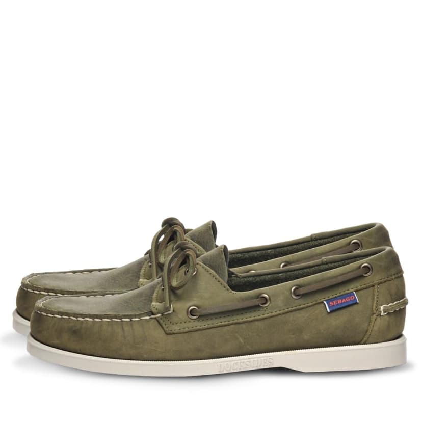 Sebago Men's Docksides Portland Crazy H Boat Shoes, Green (Green Military 909), 8 UK - 1
