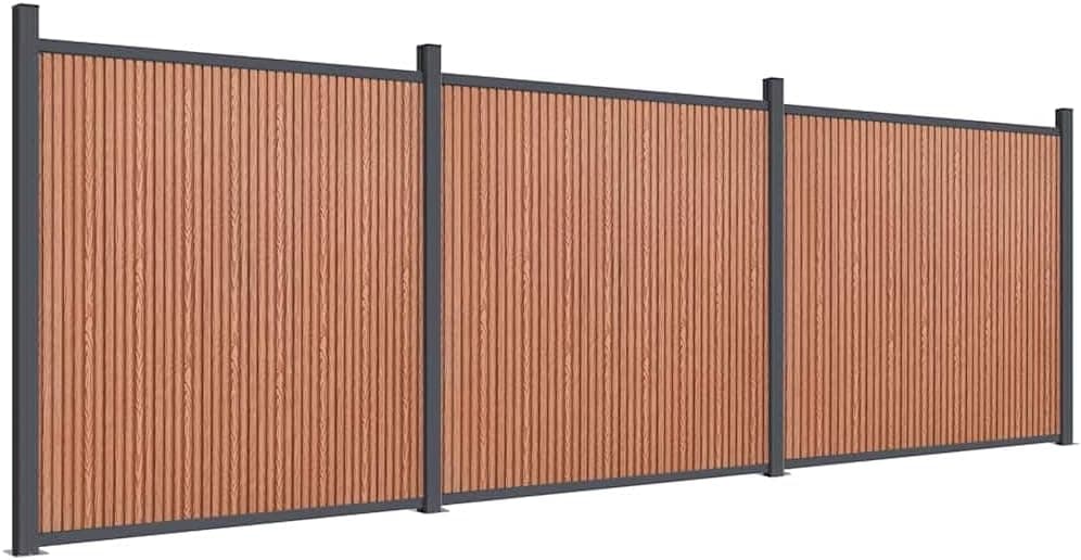 vidaXL Fence Panel, Balcony Screen for Outdoor Patio Yard, Garden Fence with Post, Privacy Screen, Fence Wall, Brown 526x186 cm WPC