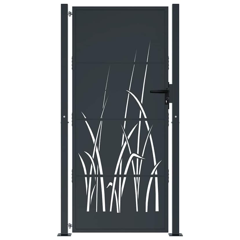 vidaXL Garden Gate/Fence - 105x205 cm Anthracite Steel - Laser Cut Design - Outdoor/Patio - 7
