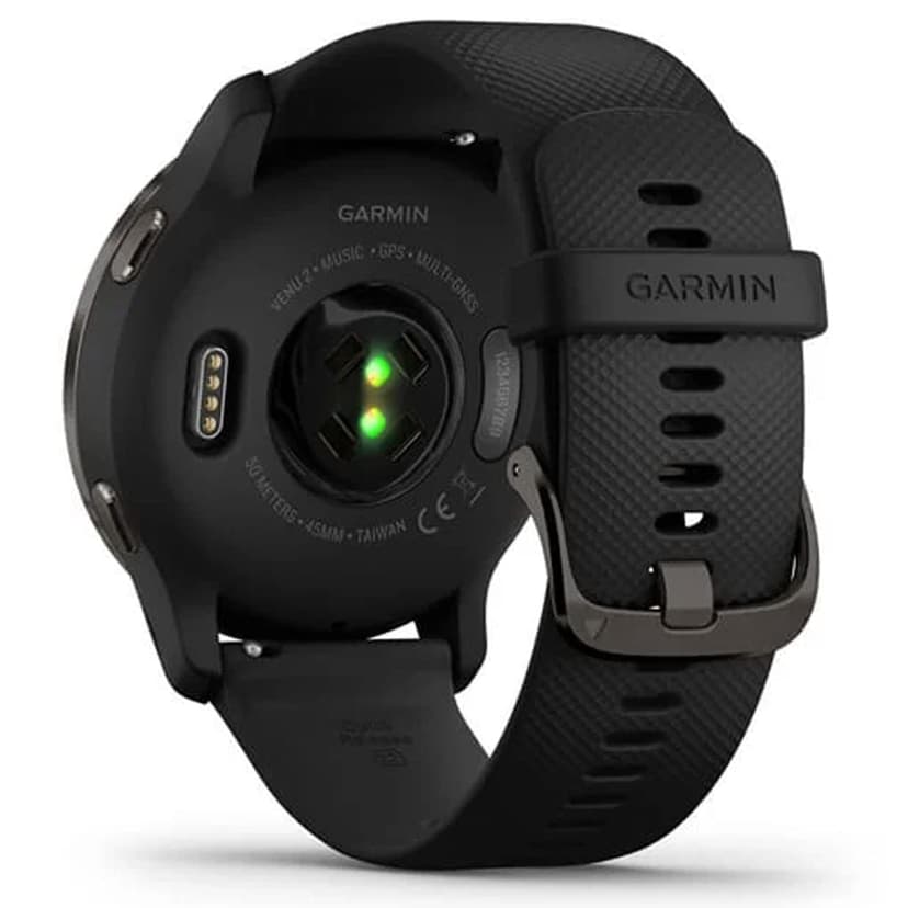 Garmin Venu 2 - Montre connectée GPS Multisports avec écran AMOLED, autonomie Longue durée (11 Jours) – Gris avec Bracelet Noir - Boîtier 45 mm - 3