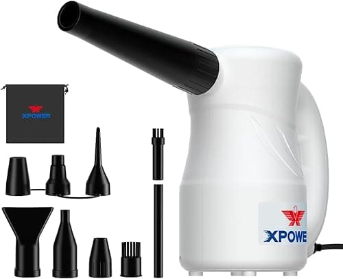 XPOWER Cyber Duster Electric Air Duster for Dusting Drying Inflating Blowing Car Detailing Computer Maintenance Leaf Blowing High Performance Motor Eco-Friendly (White, A-2S)