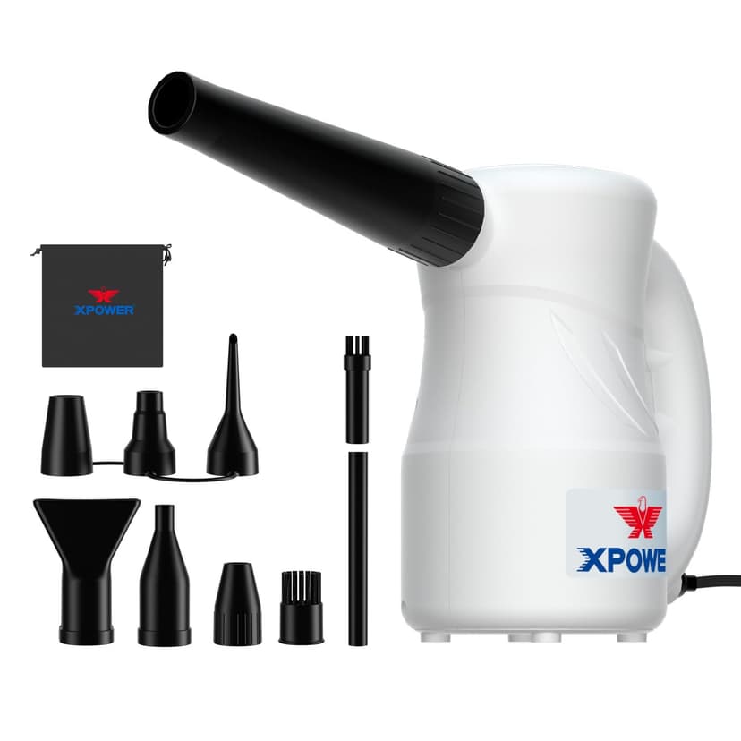 XPOWER Cyber Duster Electric Air Duster for Dusting Drying Inflating Blowing Car Detailing Computer Maintenance Leaf Blowing High Performance Motor Eco-Friendly (White, A-2S) - 1