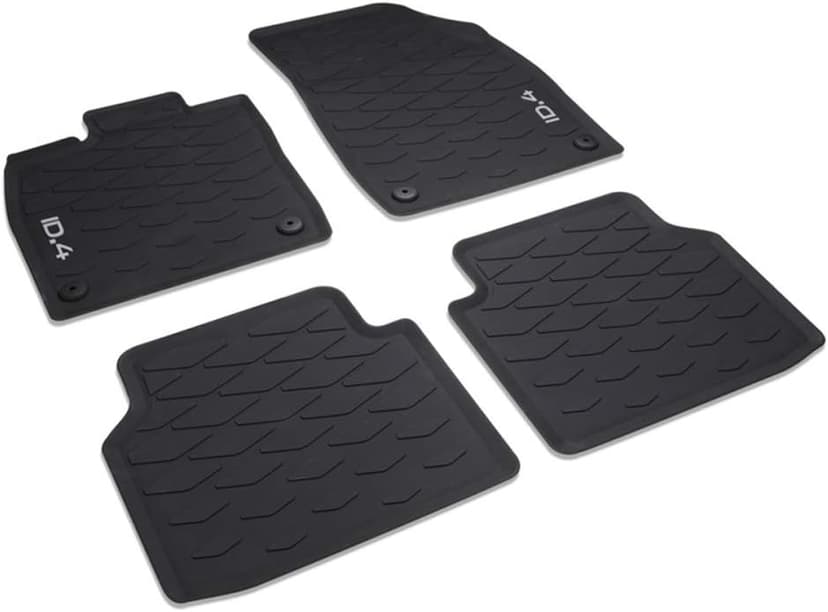 Volkswagen 11B06150082V Lot de 4 Tapis de Sol en Caoutchouc pour Toutes Saisons avec Inscription ID.4 Noir - 1