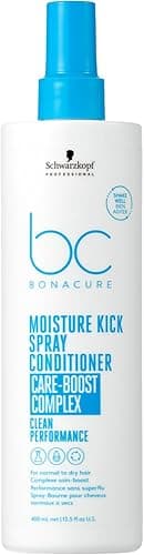 Schwarzkopf Professional Bonacure Moisture Kick Spray Conditioner for Normal to Dry Hair Care Boost Complex Moisturizing Detangling Improved Manageability Lightweight Feeling Elasticity 400 ml