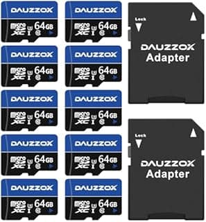Carte Micro SD 64Go Lot de 10, DAUZZOX Cartes Micro Mémoi…