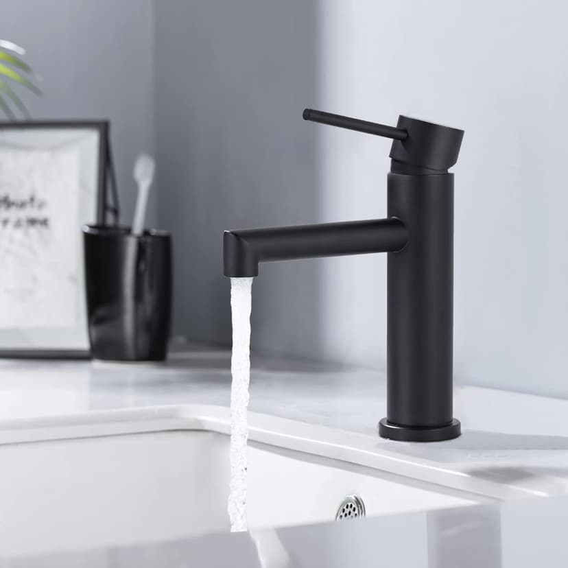 ONECE Tap Black Bathroom Faucet, Single Lever Mixer Tap with Removable Bubbler, Black Finish, Stainless Steel, Contemporary Style - 7