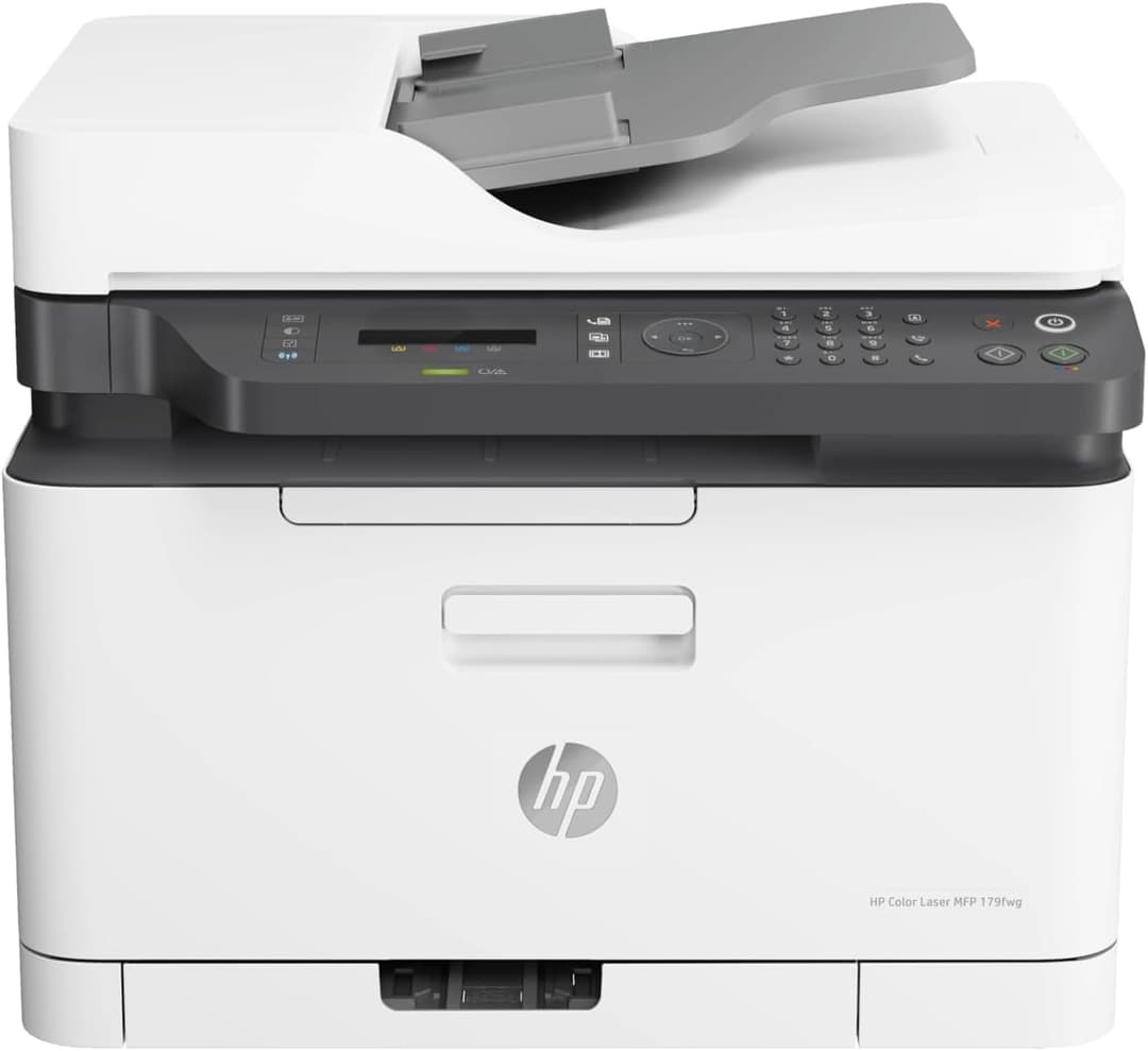 HP LaserJet 179fnw Colour Wireless Multifunction Printer with Fax | Self-healing Wi-Fi | Print from phone or tablet | Small, compact MFP – world's smallest in-class | Print speeds up to 19 ppm black