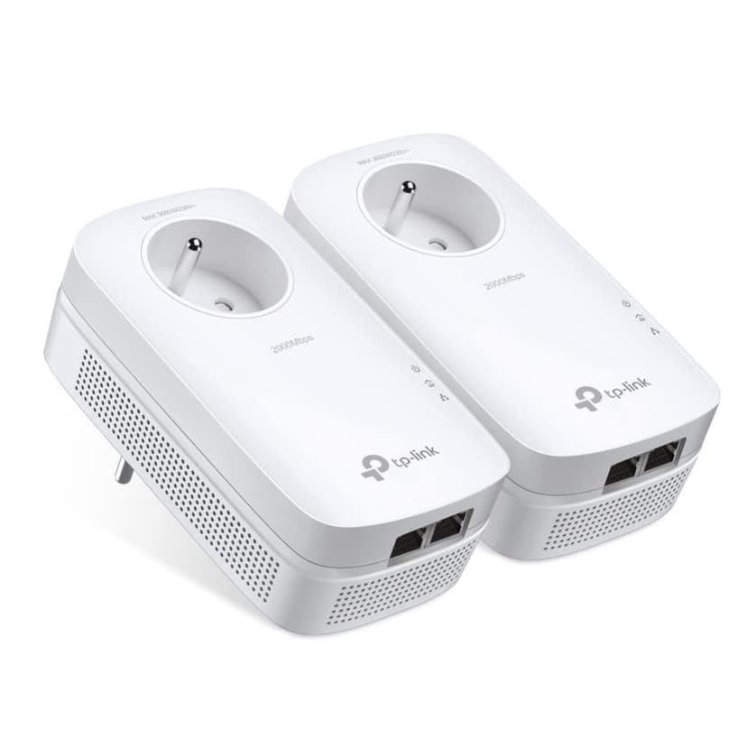 TP-Link 2000Mbps Powerline with 2 Gigabit Ethernet Ports and Integrated Socket, 2 Powerline Kit - Perfect Solution for Enjoying Multi-TV Service at Home -TL-PA9025P KIT (EN) - 1