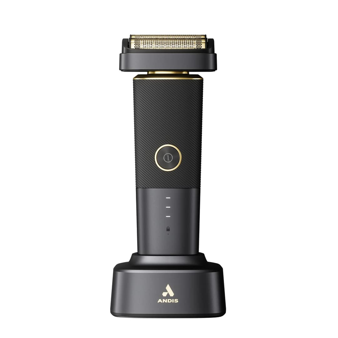 Andis - PFS-1,Resurge Foil Shaver - Includes Gold Titanium Hypoallergenic Foils,Easily Adjustable Pivot Head,Powered by Lithium-Ion Battery,Battery-Life Indicator & USB Charging Port – Black,White
