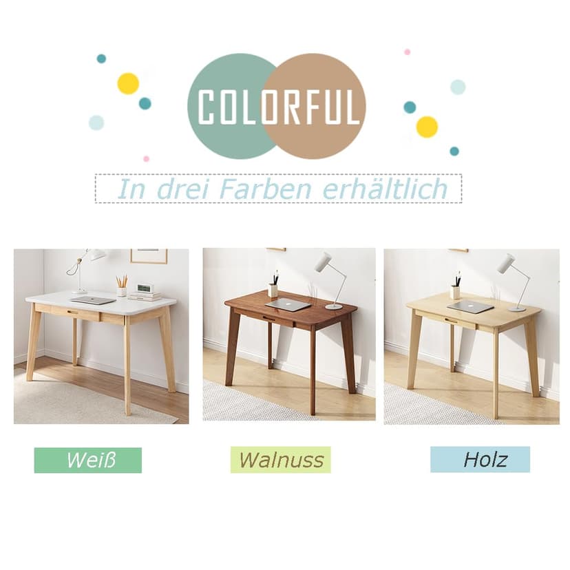 IOTXY Wooden Small Desk with Drawers - Home Office Computer Desk, Walnut, 80 cm - 6