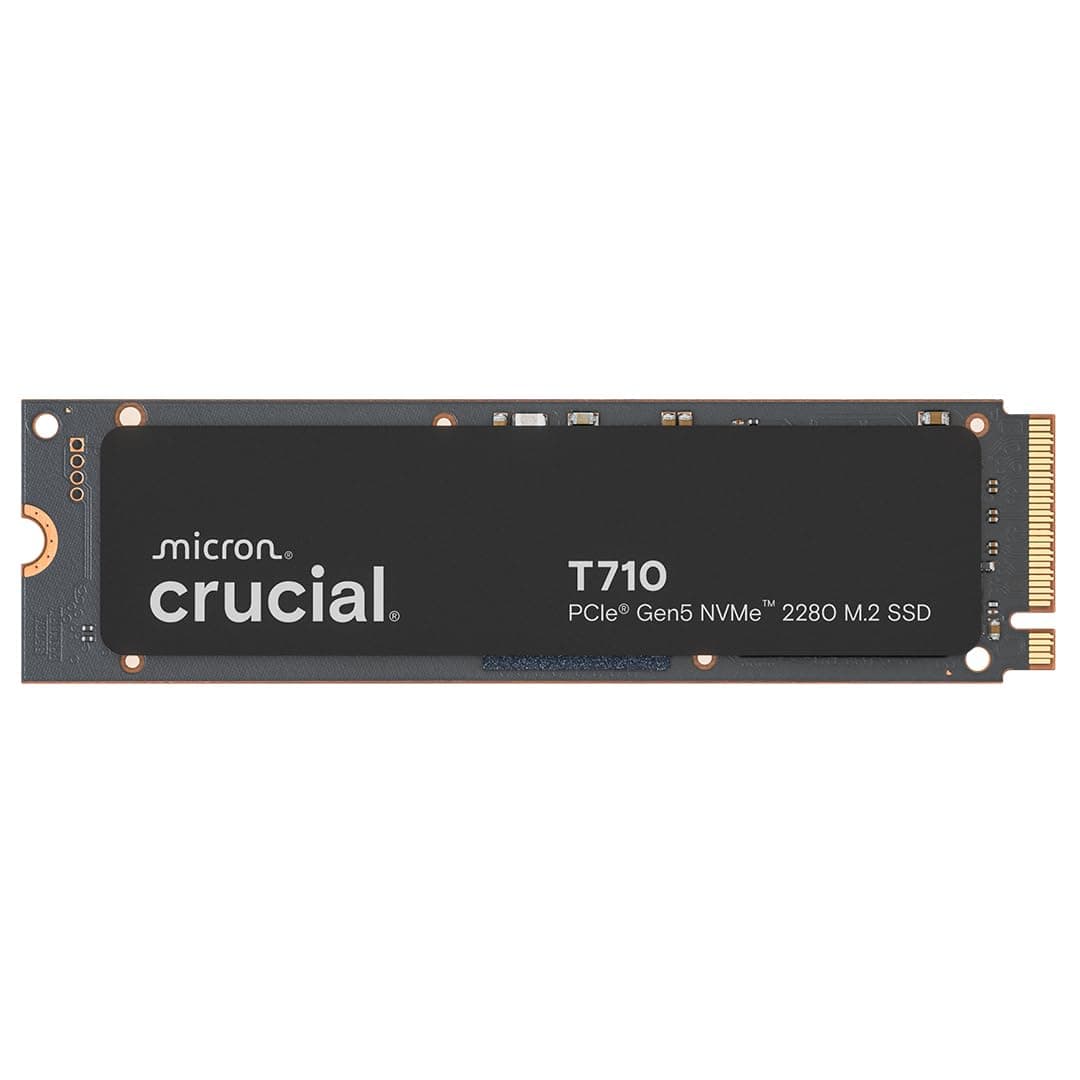 Crucial T710 SSD 1To PCIe 5.0 x4 Gen5 NVMe M.2, Lecture jusqu'à 14900 Mo/s, écriture jusqu'à 13700 Mo/s, Ordinateur Portable et de Bureau, TLC NAND, Disque Dur Interne - CT1000T710SSD8-01