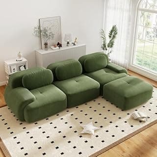 298cm Modern Convertible Corner Sofa with Ottoman, L-Shap…
