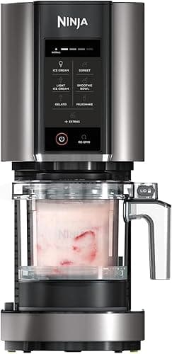 Ninja CREAMi Eismaschine & Dessertmaschine mit 2 Behältern, 7 Programmen, Herstellung von Eis, Gelato, Sorbet, Smoothie-Bowls, Milchshakes und mehr, Schwarz/Silver, 1,4L Eiscreme Kapazität, NC302EU