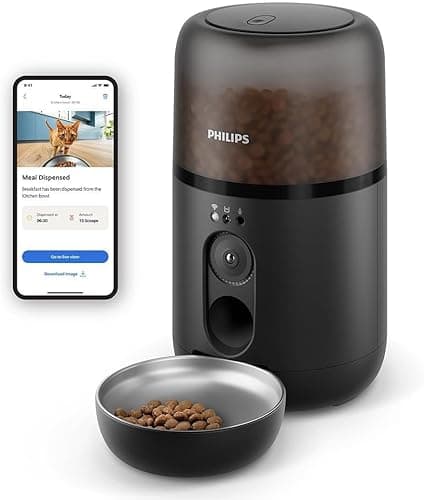Philips Pet Series Smart Feeder with Camera, Motion Detection, Schedule Meals, Refill notification, Anti-clogging Technology, Fresh Food, Easy to Clean, App connectivity (PAW5320/02)