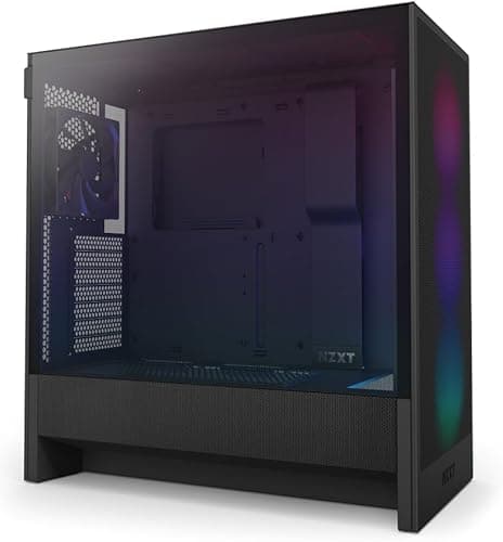 NZXT H5 Flow RGB - Compact ATX Mid-Tower PC Gaming Case - High Airflow - F360 RGB Core (CV) Included - 360mm Front & 240mm Top Radiator Support - Cable Management - Tempered Glass - Black