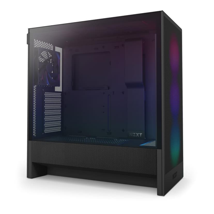 NZXT H5 Flow RGB - Compact ATX Mid-Tower PC Gaming Case - High Airflow - F360 RGB Core (CV) Included - 360mm Front & 240mm Top Radiator Support - Cable Management - Tempered Glass - Black - 1